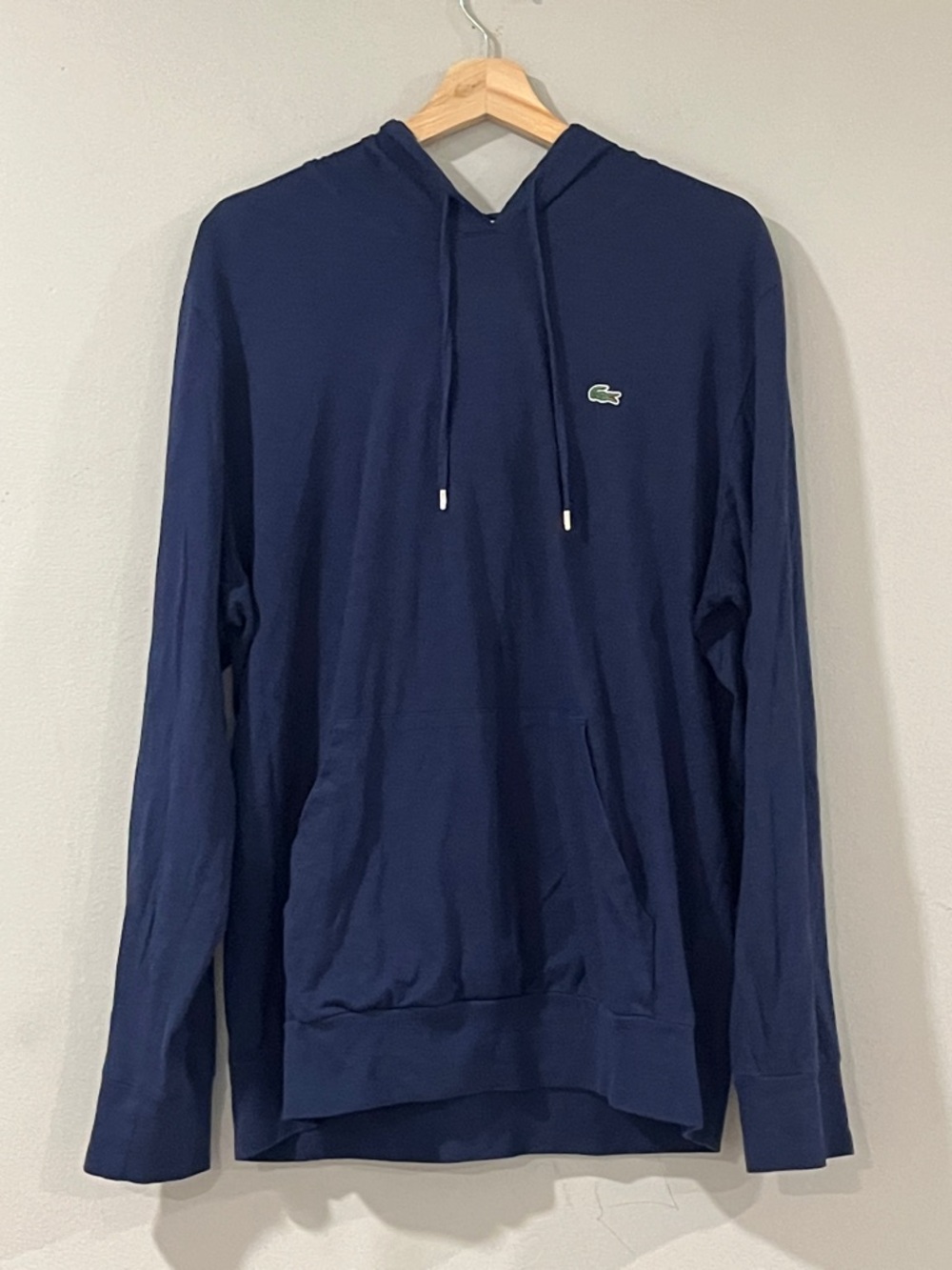Lacoste Men's Dark Navy Hooded Pullover with Croc Patch